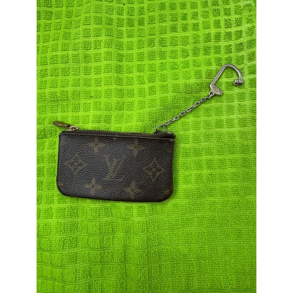 Louis Vuitton Monogram Pochette Cles Key Pouch Coin Purse Brown Canvas